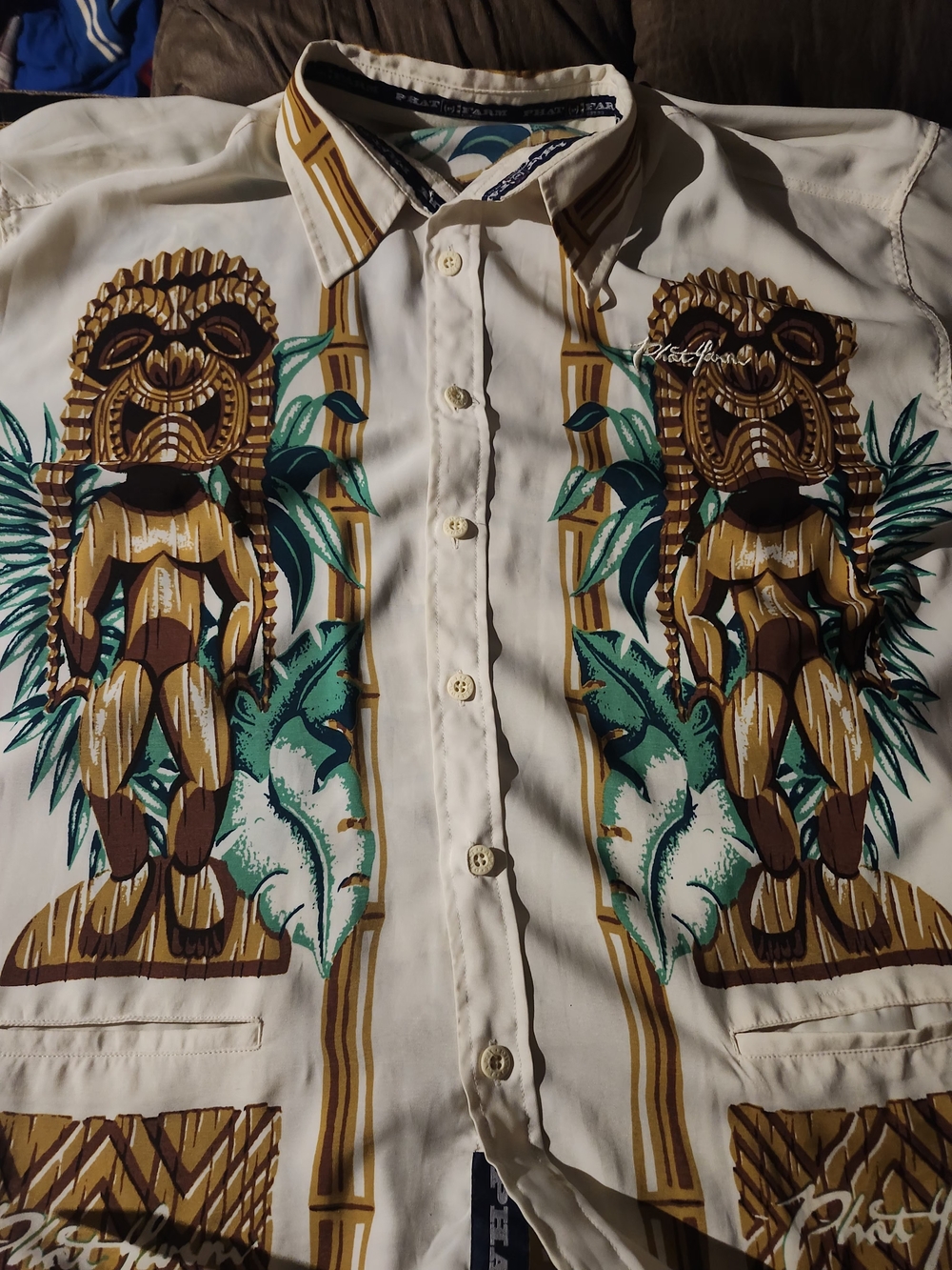 VTG PHAT Farm xxl tiki 2pocket button down shirt